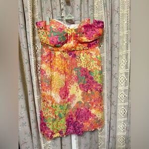 Shoshanna Silk Strapless Floral Dress Size 10